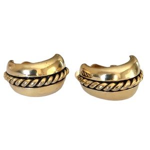 Vintage Gold Tone Chunky Scroll Clip On Earrings